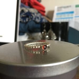 Dainty Sterling Silver Garnet Ring